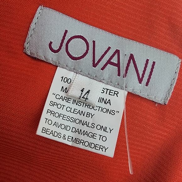 NEW Jovani Asymmetric One Shoulder Scuba Hi Low Sleeveless Dress Orange - Picture 3 of 11